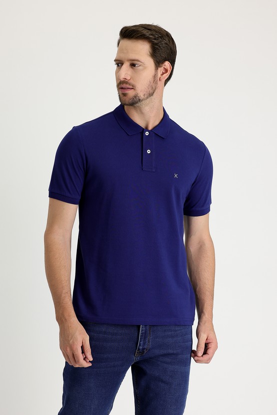 Erkek Giyim - Polo Yaka Regular Fit Nakışlı Tişört