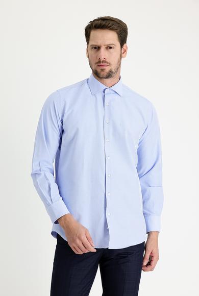 Erkek Giyim - AÇIK MAVİ L Beden Uzun Kol Regular Fıt Çizgili Gömlek