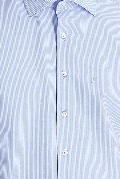 Erkek Giyim - AÇIK MAVİ L Beden Uzun Kol Regular Fıt Çizgili Gömlek
