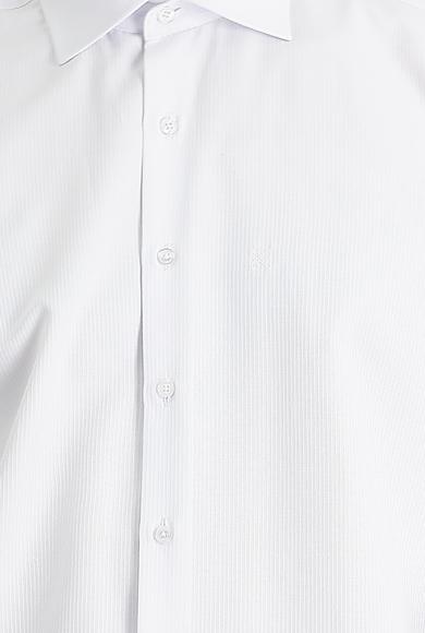 Erkek Giyim - BEYAZ M Beden Uzun Kol Regular Fıt Çizgili Gömlek