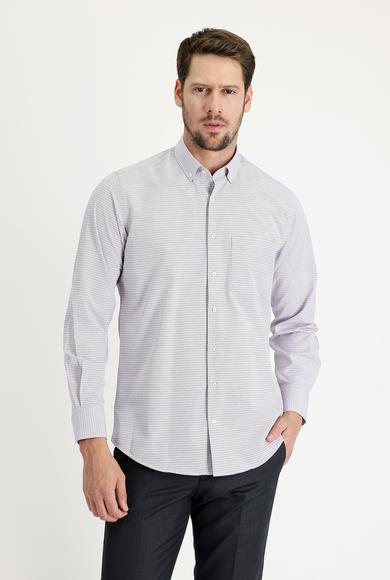 Erkek Giyim - AÇIK MOR 3X Beden Uzun Kol Regular Fit Ekose Gömlek