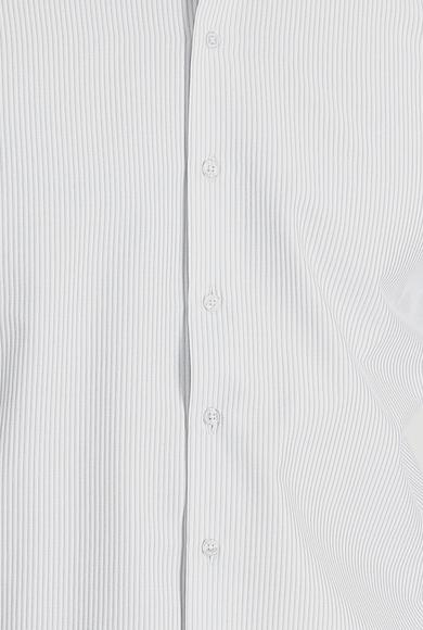 Erkek Giyim - AÇIK MAVİ L Beden Uzun Kol Slim Fit Çizgili Gömlek