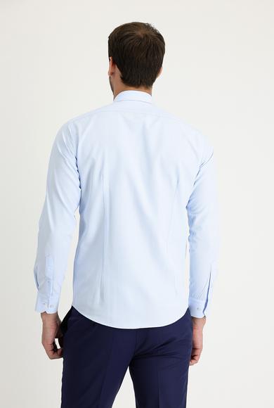 Erkek Giyim - UÇUK MAVİ M Beden Uzun Kol Slim Fit Desenli Gömlek