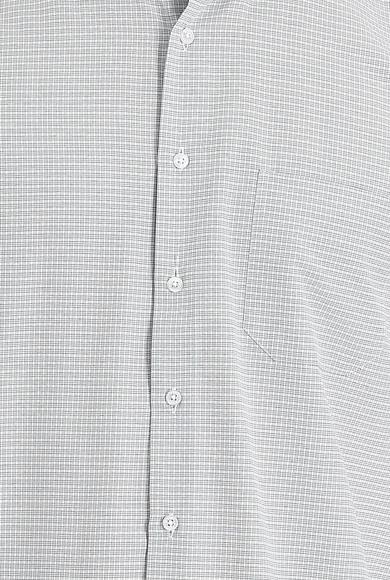 Erkek Giyim - AÇIK GRİ S Beden Uzun Kol Regular Fıt Ekose Gömlek