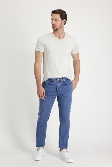 Erkek Giyim - AÇIK MAVİ 50 Beden Slim Fit Denim Pantolon