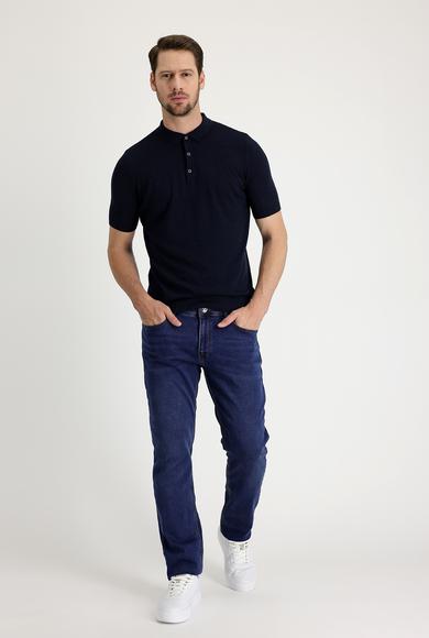 Erkek Giyim - KOYU MAVİ 58 Beden Slim Fit Denim Pantolon