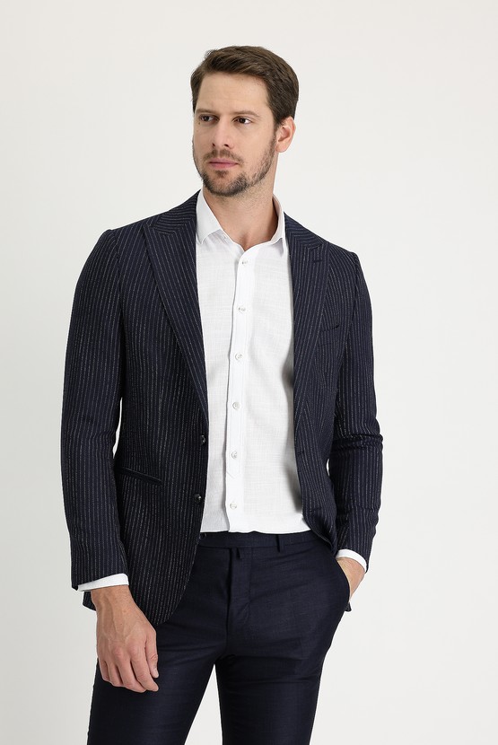 Erkek Giyim - Çizgili Blazer Ceket