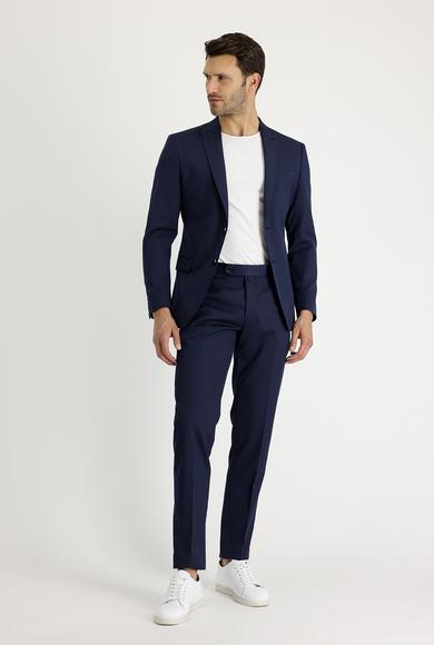 Erkek Giyim - AÇIK LACİVERT 52 Beden Süper Slim Fit Klasik Takım Elbise