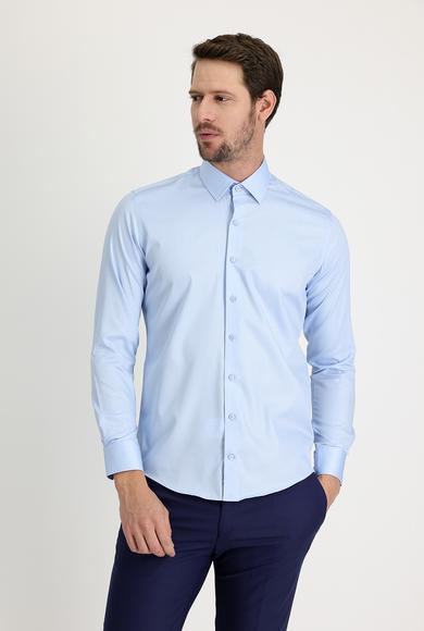 Erkek Giyim - UÇUK MAVİ XL Beden Uzun Kol Slim Fit Non Iron Gömlek