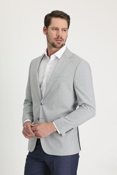 Erkek Giyim - AÇIK GRİ 56 Beden Desenli Blazer Ceket