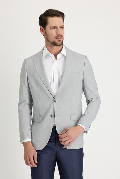 Erkek Giyim - AÇIK GRİ 56 Beden Desenli Blazer Ceket