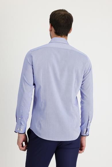Erkek Giyim - GÖK MAVİSİ S Beden Techno-Line Gümüş İyonlu Slim Fit Desenli Gömlek