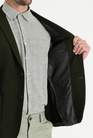 Erkek Giyim - ORTA HAKİ 58 Beden Süper Slim Fit Ceket