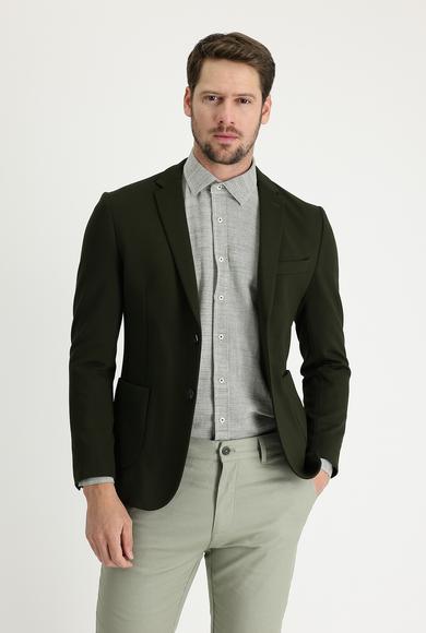 Erkek Giyim - ORTA HAKİ 54 Beden Süper Slim Fit Ceket