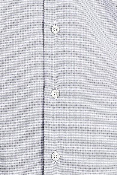 Erkek Giyim - LACİVERT XS Beden Uzun Kol Slim Fit Desenli Gömlek
