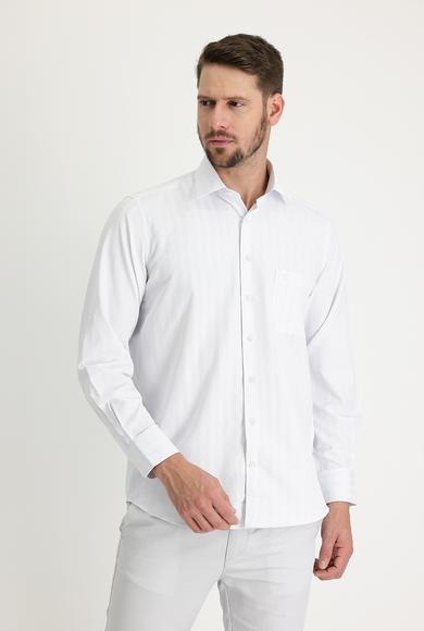 Erkek Giyim - UÇUK MAVİ L Beden Uzun Kol Çizgili Klasik Gömlek