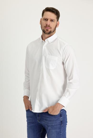 Erkek Giyim - Beyaz M Beden Uzun Kol Klasik Gömlek