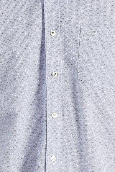 Erkek Giyim - SAKS MAVİ S Beden Kısa Kol Regular Fit Desenli Gömlek