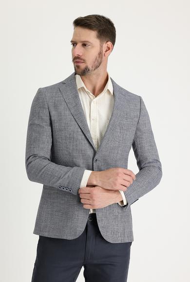 Erkek Giyim - KOYU MAVİ 60 Beden Klasik Desenli Ceket
