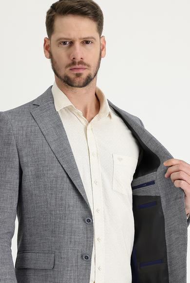 Erkek Giyim - KOYU MAVİ 60 Beden Klasik Desenli Ceket