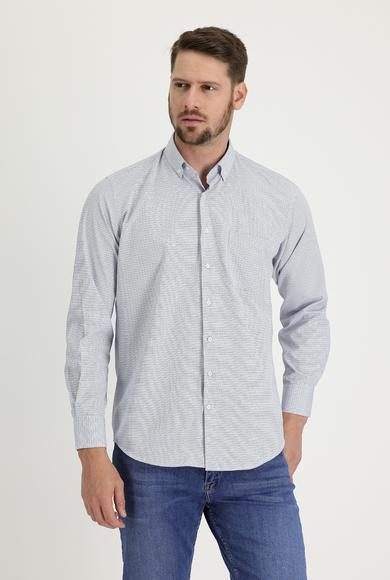 Erkek Giyim - AÇIK MAVİ S Beden Uzun Kol Regular Fit Ekose Gömlek