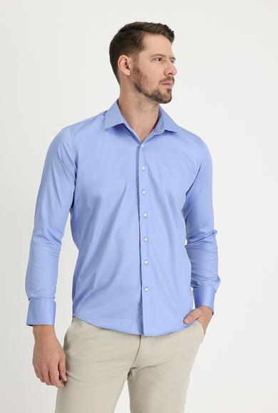 Erkek Giyim - AÇIK MAVİ XXL Beden Uzun Kol Non Iron Slim Fit Gömlek