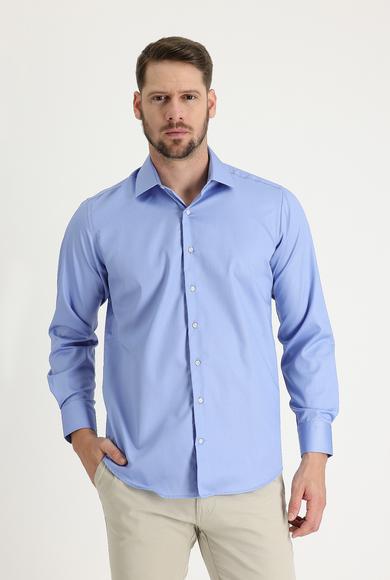 Erkek Giyim - AQUA MAVİSİ L Beden Uzun Kol Non Iron Klasik Gömlek