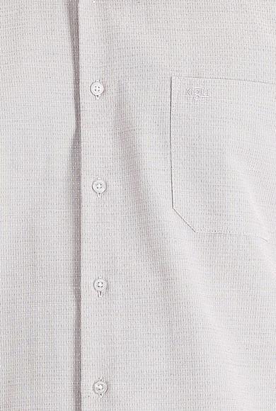 Erkek Giyim - AÇIK KIRMIZI 4X Beden Uzun Kol Desenli Klasik Gömlek