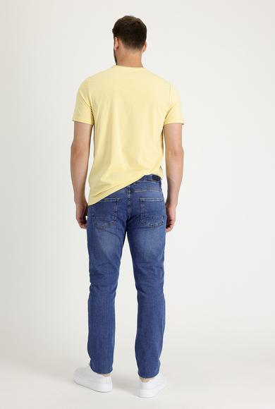 Erkek Giyim - KOYU MAVİ 52 Beden Slim Fit Denim Pantolon