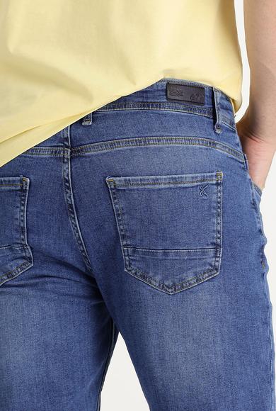 Erkek Giyim - KOYU MAVİ 52 Beden Slim Fit Denim Pantolon