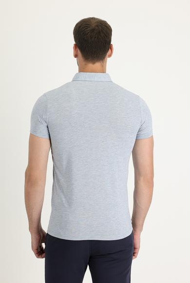 Erkek Giyim - AÇIK MAVİ XL Beden Polo Yaka Slim Fit Tişört