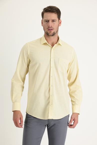 Erkek Giyim - HARDAL XL Beden Uzun Kol Relax Fit Desenli Gömlek