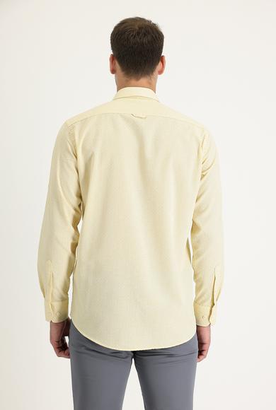 Erkek Giyim - HARDAL XL Beden Uzun Kol Relax Fit Desenli Gömlek