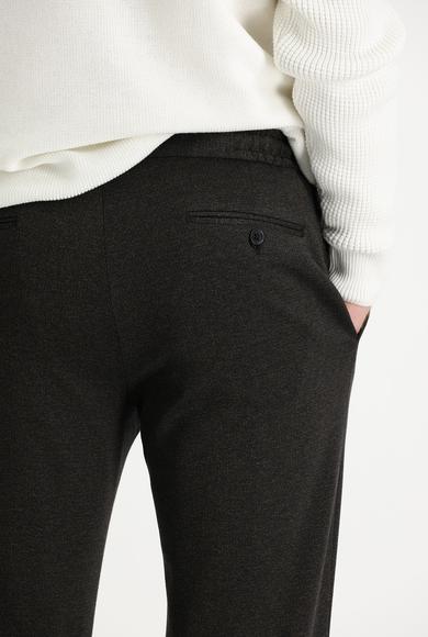 Erkek Giyim - ORTA KAHVE 50 Beden Slim Fit Beli Lastikli İpli Desenli Spor Pantolon