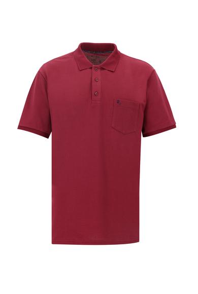 Erkek Giyim - ŞARAP BORDO L Beden Polo Yaka Regular Fit Nakışlı Tişört