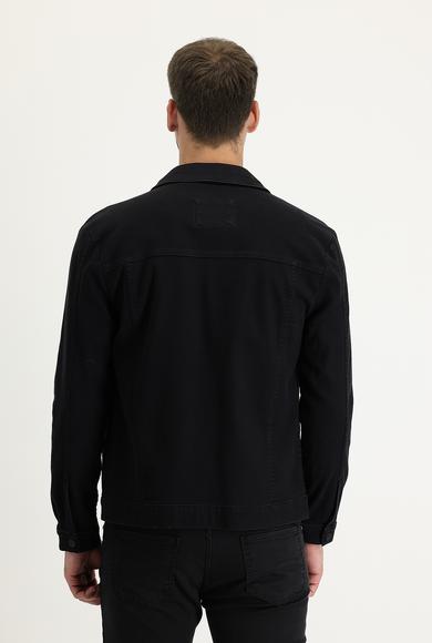 Erkek Giyim - SİYAH 56 Beden Slim Fit Denim Kot Ceket