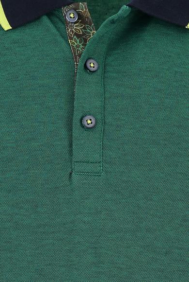 Erkek Giyim - ORMAN YEŞİLİ L Beden Polo Yaka Regular Fit Desenli Tişört
