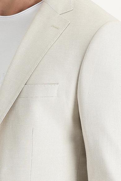 Erkek Giyim - AÇIK BEJ 50 Beden Klasik Desenli Keten Ceket