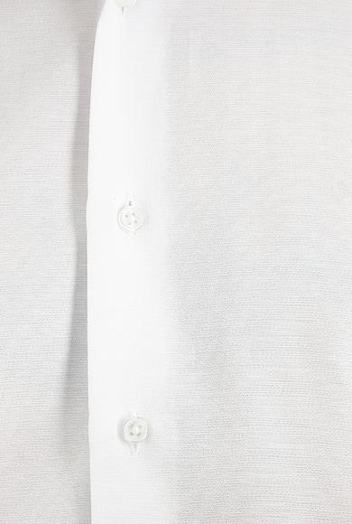 Erkek Giyim - BEYAZ XL Beden Uzun Kol Slim Fit Desenli Klasik Gömlek
