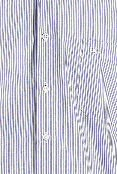 Erkek Giyim - AÇIK MAVİ XXL Beden Uzun Kol Klasik Çizgili Gömlek