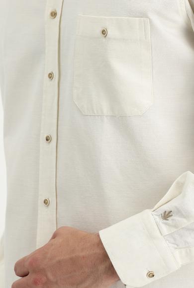Erkek Giyim - EKRU M Beden Eco-Line Uzun Kol Regular Fit Gömlek