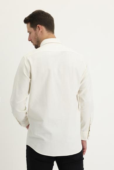 Erkek Giyim - EKRU L Beden Eco-Line Uzun Kol Regular Fit Gömlek