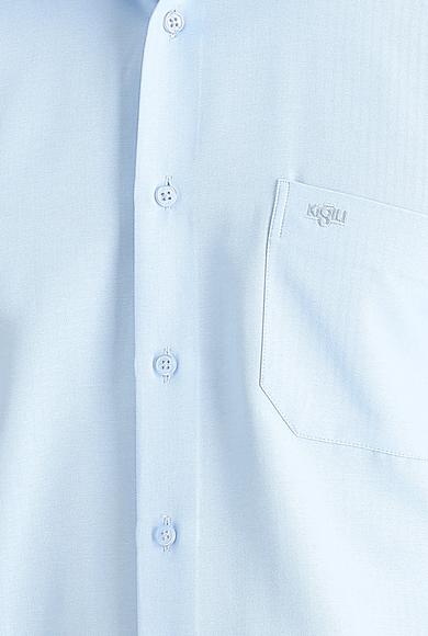 Erkek Giyim - UÇUK MAVİ 4X Beden Kısa Kol Regular Fit Desenli Gömlek