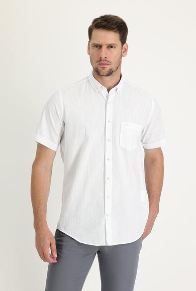 Erkek Giyim - BEYAZ 3X Beden Kısa Kol Regular Fit Gömlek
