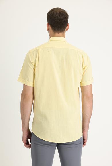 Erkek Giyim - AÇIK SARI 3X Beden Kısa Kol Regular Fit Gömlek