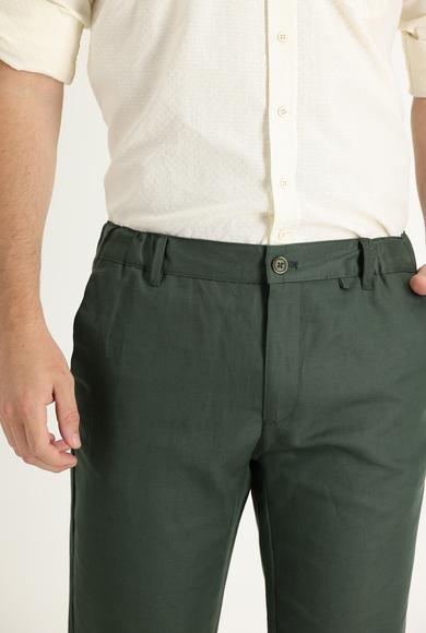 Erkek Giyim - YAG YESILI-OLIVE 52 Beden Spor Keten Pantolon