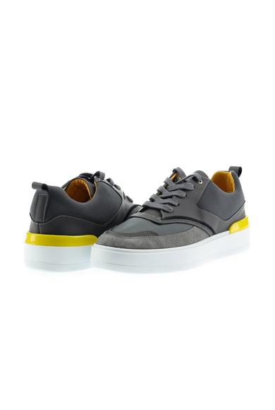 Erkek Giyim - ORTA GRİ 41 Beden Sneaker Deri Ayakkabı