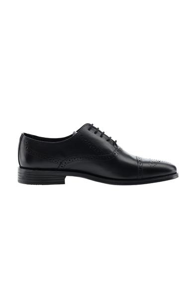 Erkek Giyim - ORTA LACİVERT 41 Beden Bağcıklı Klasik Deri Ayakkabı