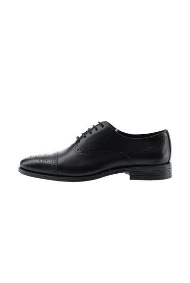 Erkek Giyim - ORTA LACİVERT 41 Beden Bağcıklı Klasik Deri Ayakkabı