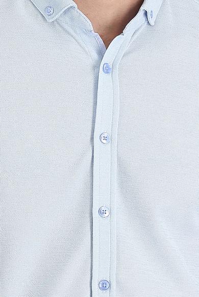 Erkek Giyim - AÇIK MAVİ XL Beden Polo Yaka Regular Fit Düğmeli Tişört